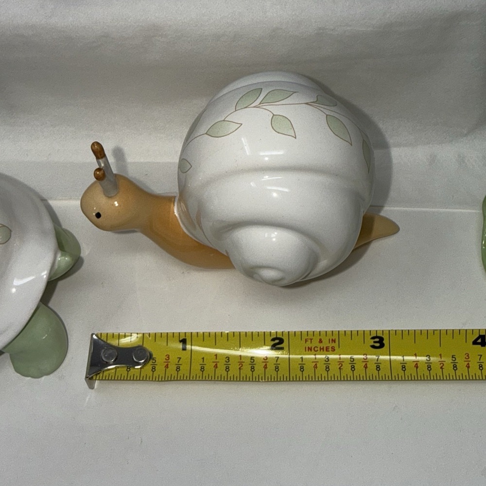 NIB Lenox Ceramic Butterfly Meadow Green Yellow Frog, Turtle, Snail Figurines - Picture 8 of 16